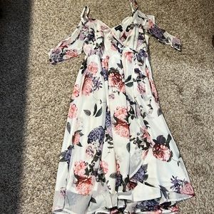 Pink & purple flowered dress. Knee length